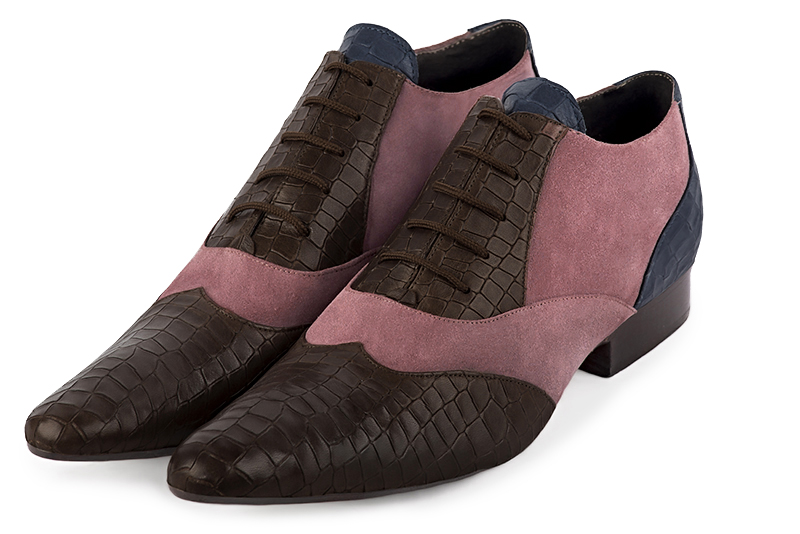 Derdies homme habill s marron b ne rose vieux rose et bleu marine Bout effil . Semelle cuir talon plat